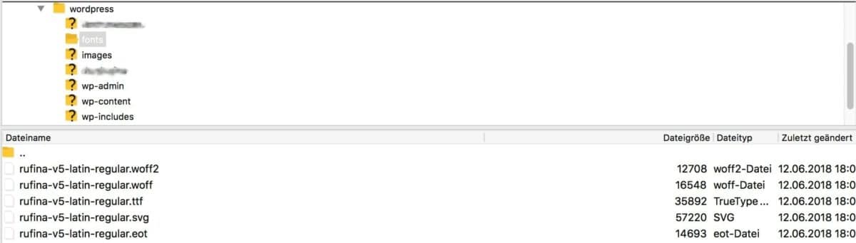 Google Fonts lokal einbinden FTP Upload Beispiel
